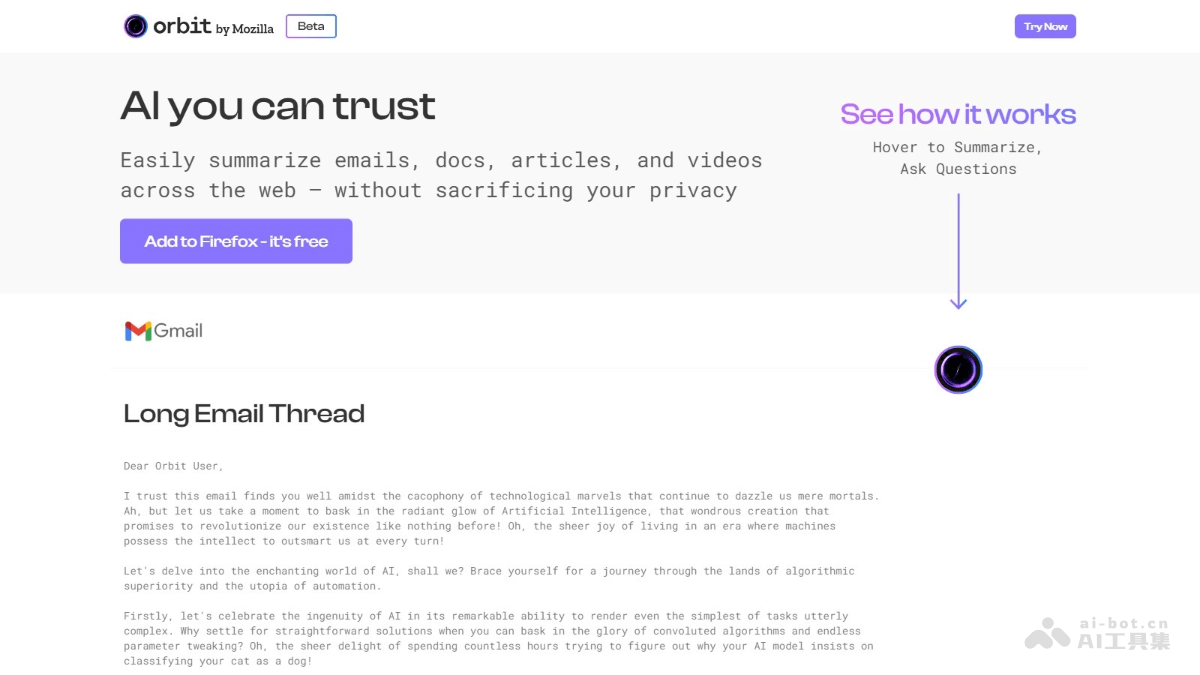 Orbit – Mozilla 推出的浏览器 AI 助手,快速总结和理解网络长篇内容