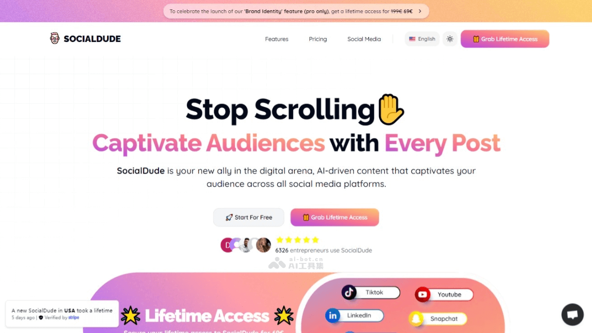 SOCIALDUDE – AI驱动的社交媒体内容创作平台