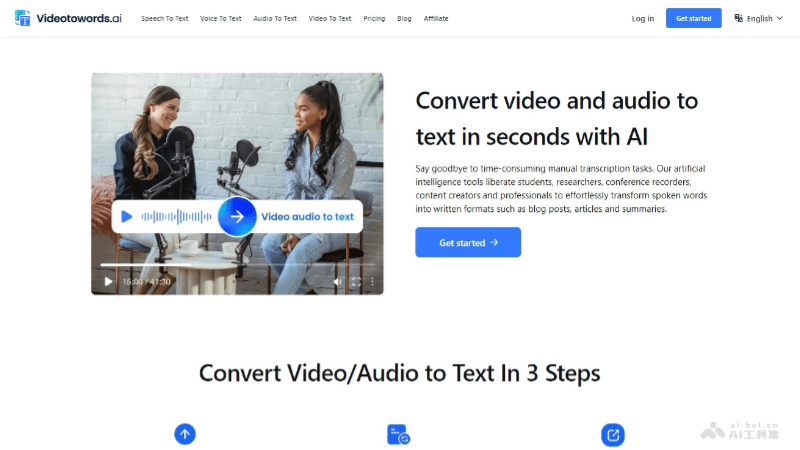 Videotoword.ai – 视频和音频转文字的AI在线平台,准确率高达99.9%